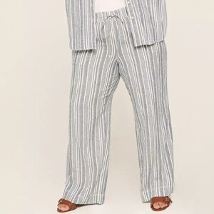 Lane Bryant Drawstring Linen & Vicose  Vertical Stripe Pants #3455
